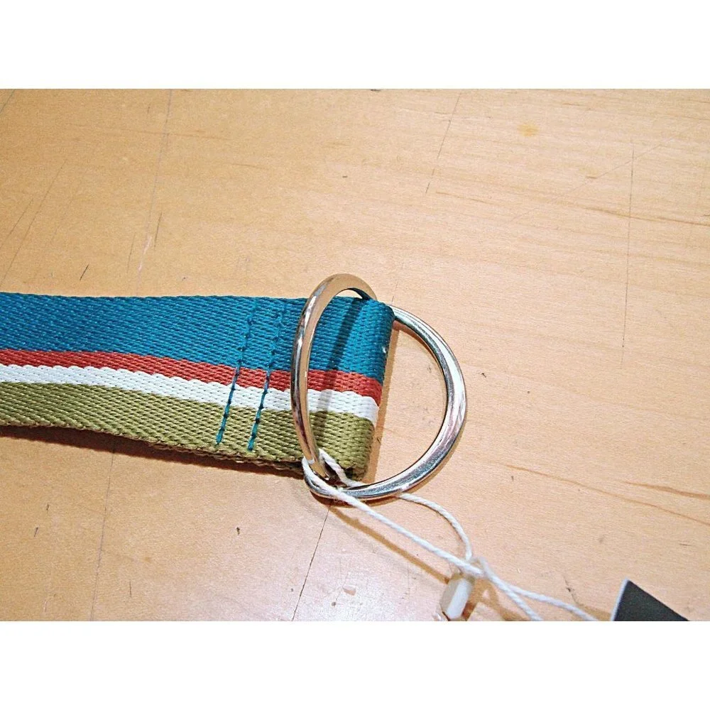 NEW Pi of California Belt Smart D Ring Belt Striped Golf Dress Belts L/XL 47 NWT